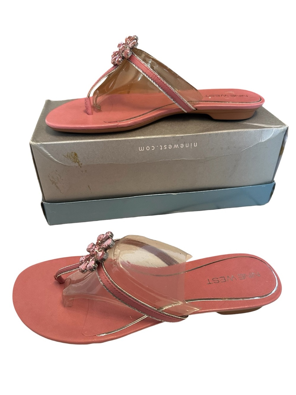 Vintage Nine West Y2K pink silver sandals new in box women’s 7.5